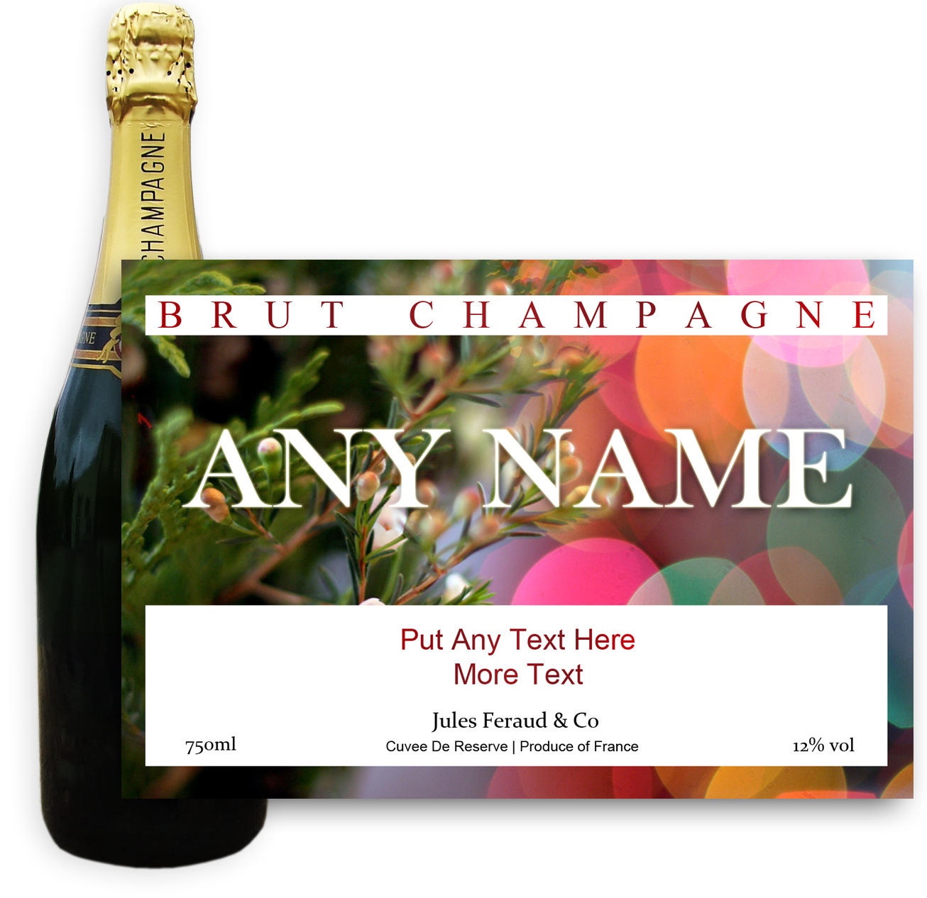 Buy And Send Personalised Champagne - Jules Feraud, Brut- Xmas 1 Label Gift Online
